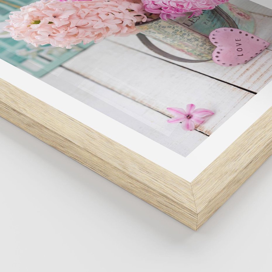 Plakat w ramie 50x70 - Kwiatowa harmonia hiacyntów - kwiaty, hiacynty - rama drewno