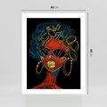 Plakat bez ramy 40x50 - Kolorowe Wibracje Rzeczywistości - abstrakcyjny portret kobiety, twarz