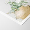 Plakat bez ramy 21x30 - Eukaliptusowa Świeżość - eukaliptus, liście w koszu z wikliny