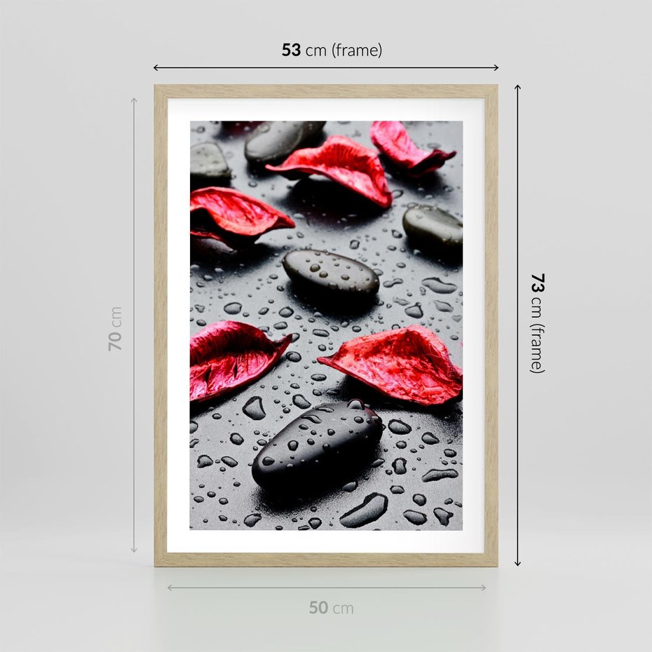 Plakat w ramie 50x70 - Spa wśród Natury - spa, kamienie - rama drewno