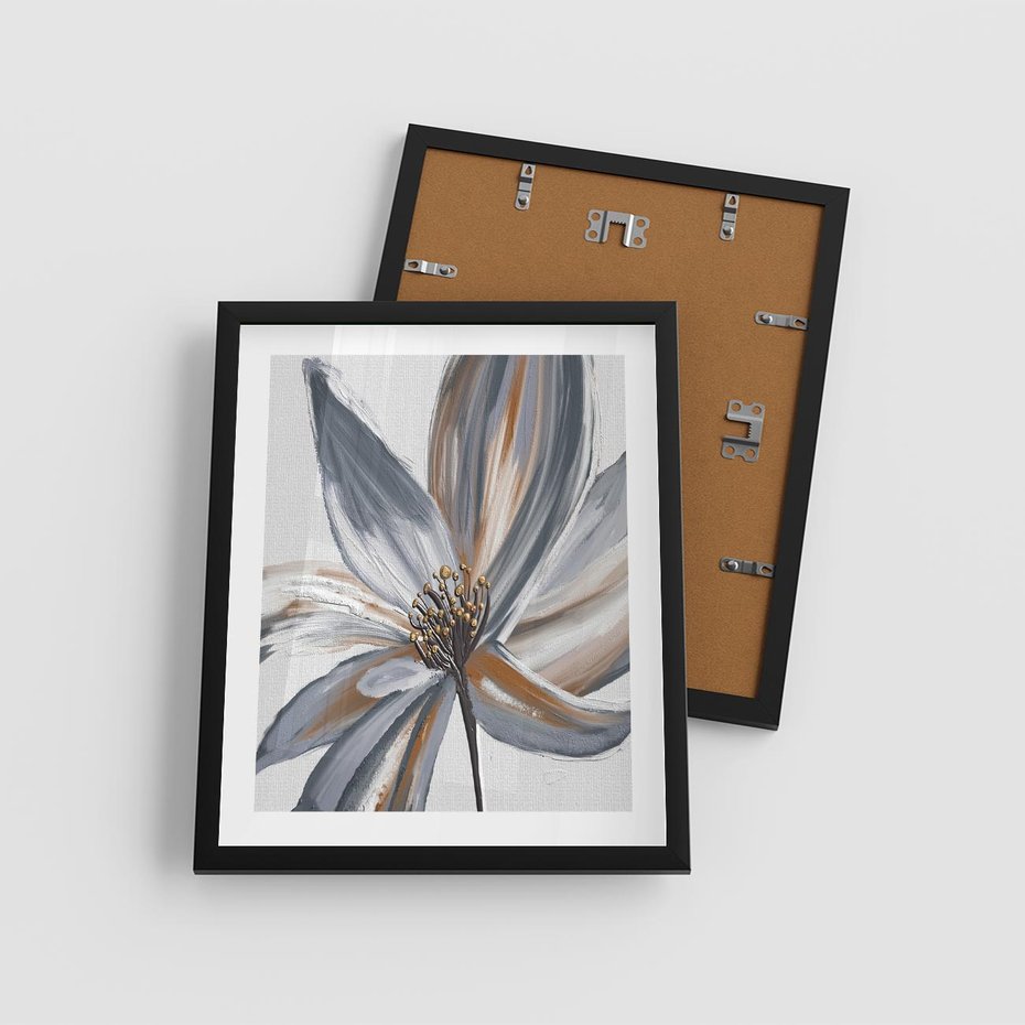 Plakat w ramie 40x50 - Olejne kwiaty - wyraz emocji - kwiaty, malowane - rama czarna