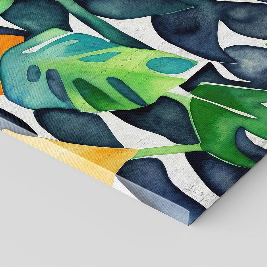 Obraz na płótnie 80x120 - Tropikalne Pragnienia - akwarela, liście tropikalne