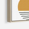 Obraz w ramie 50x50 - Kolory Przyszłości - kompozycja kół i kresek, ciepłe kolory - rama drewno