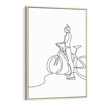 Obraz w ramie 80x120 - Minimalistyczna Przejażdżka - szkic, minimalizm - rama drewno