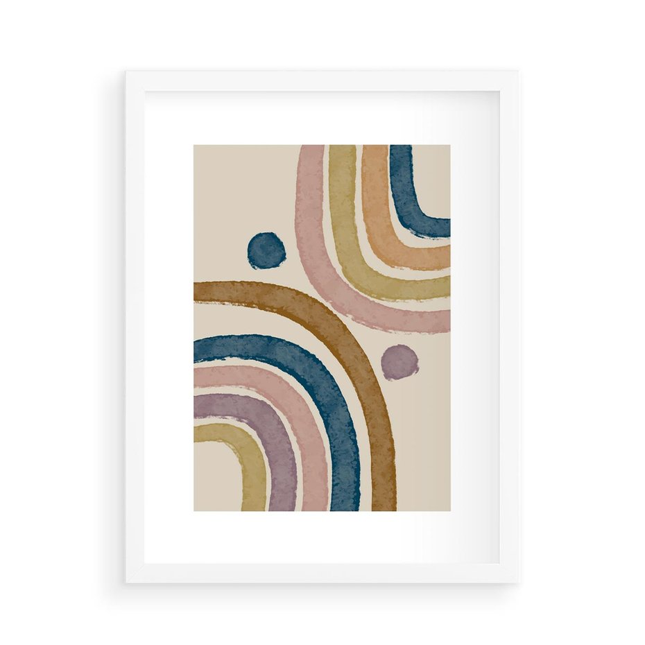 Plakat w ramie 50x70 - Kształtujące Inspiracje - abstrakcyjne tęcze, kompozycja - rama biała