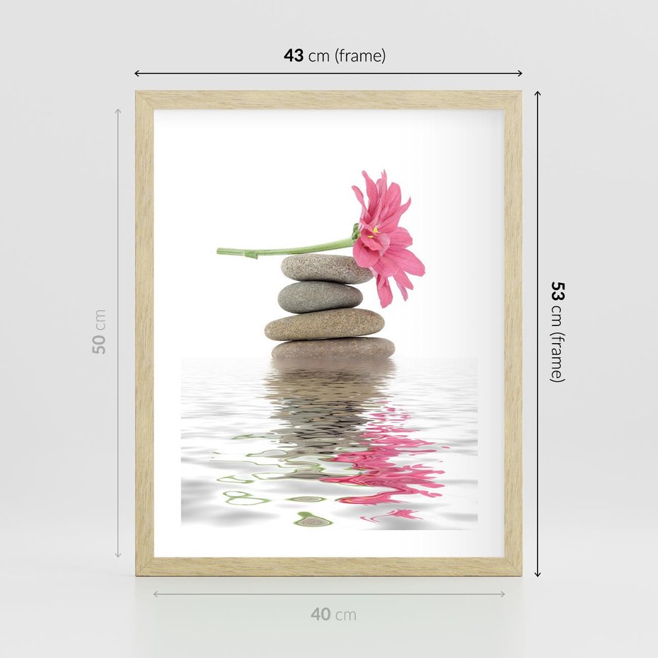 Plakat w ramie 40x50 - Kwiatowe japońskie spa - japońskie, spa - rama drewno