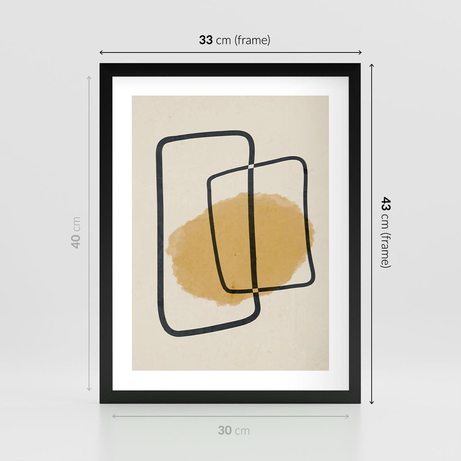 Plakat w ramie 30x40 - Rozkwitające Formy - abstrakcyjne nieregularne kształty, minimalistyczny plakat - rama czarna
