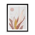 Plakat w ramie 50x70 - Złota Grafika Liści: Wyjątkowa Dekoracja - liście, złoto - rama czarna
