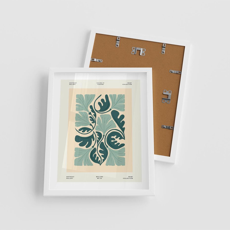 Plakat w ramie 40x50 - Podróżne Impresje - roślinne motywy, ornamenty - rama biała