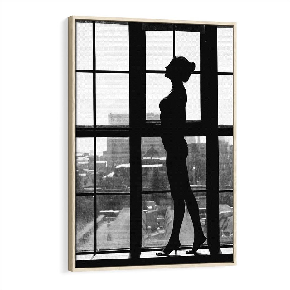 Obraz w ramie 80x120 - Piękno Kobiecej Formy - retro zdjęcie, czarno białe - rama drewno