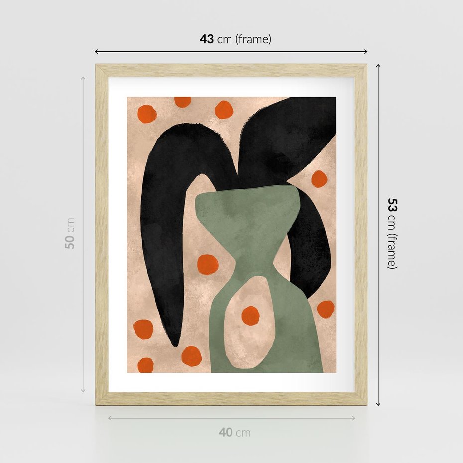 Plakat w ramie 40x50 - Impresje Boho - abstrakcyjny obraz, plakat - rama drewno