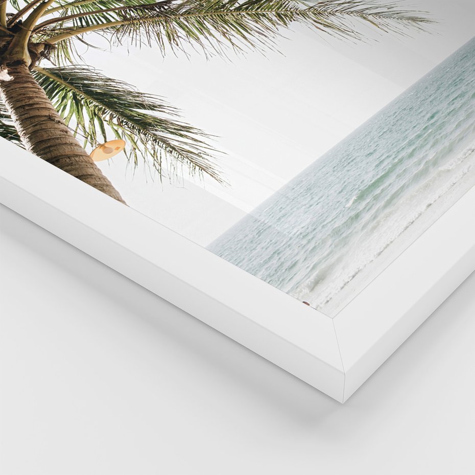 Zestaw obrazy w ramie 50x70 galeria - Plaża, palmy, lato, wakacje - rama biała