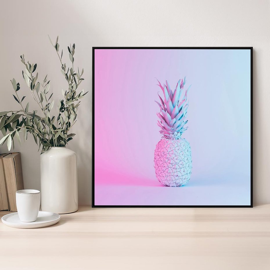Obraz w ramie 50x50 - Ananas Abstrakcja - ananas, abstrakcja - rama czarna