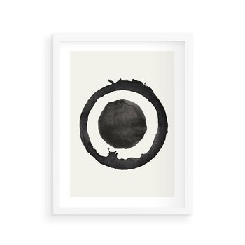 Plakat w ramie 40x50 - Harmonijne Emocje - abstrakcyjne plamy okręgi, akwarelowe - rama biała