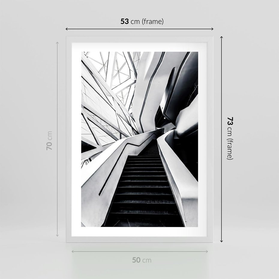 Plakat w ramie 50x70 - Współczesne Kształty - architektura, nowoczesne formy - rama biała