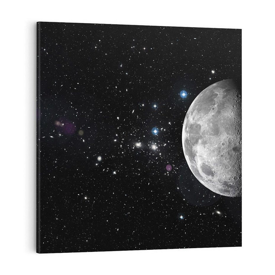 Obraz na płótnie 40x40 - spotkanie z gwiazdami - księżyc, gwiazdy