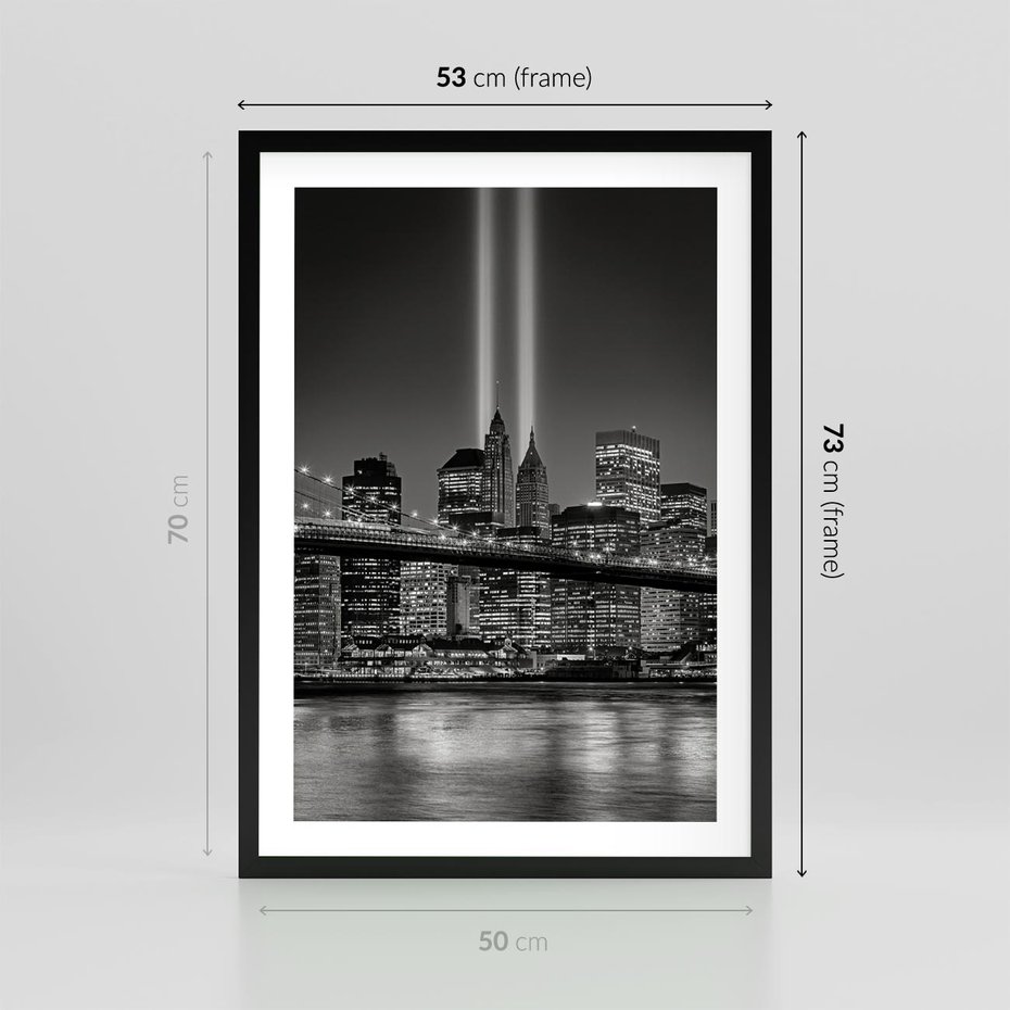 Plakat w ramie 50x70 - Miasto ożywione nocą - miasto, noc - rama czarna