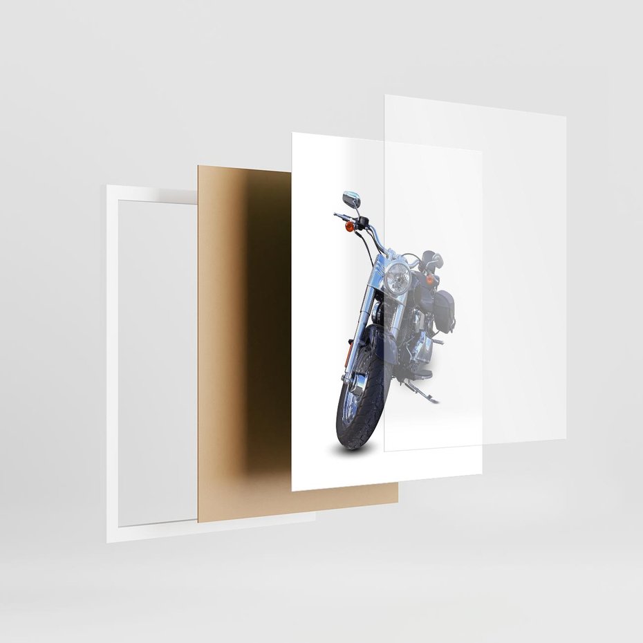 Plakat w ramie 50x70 - Motocykl w ruchu - motor, bike - rama biała