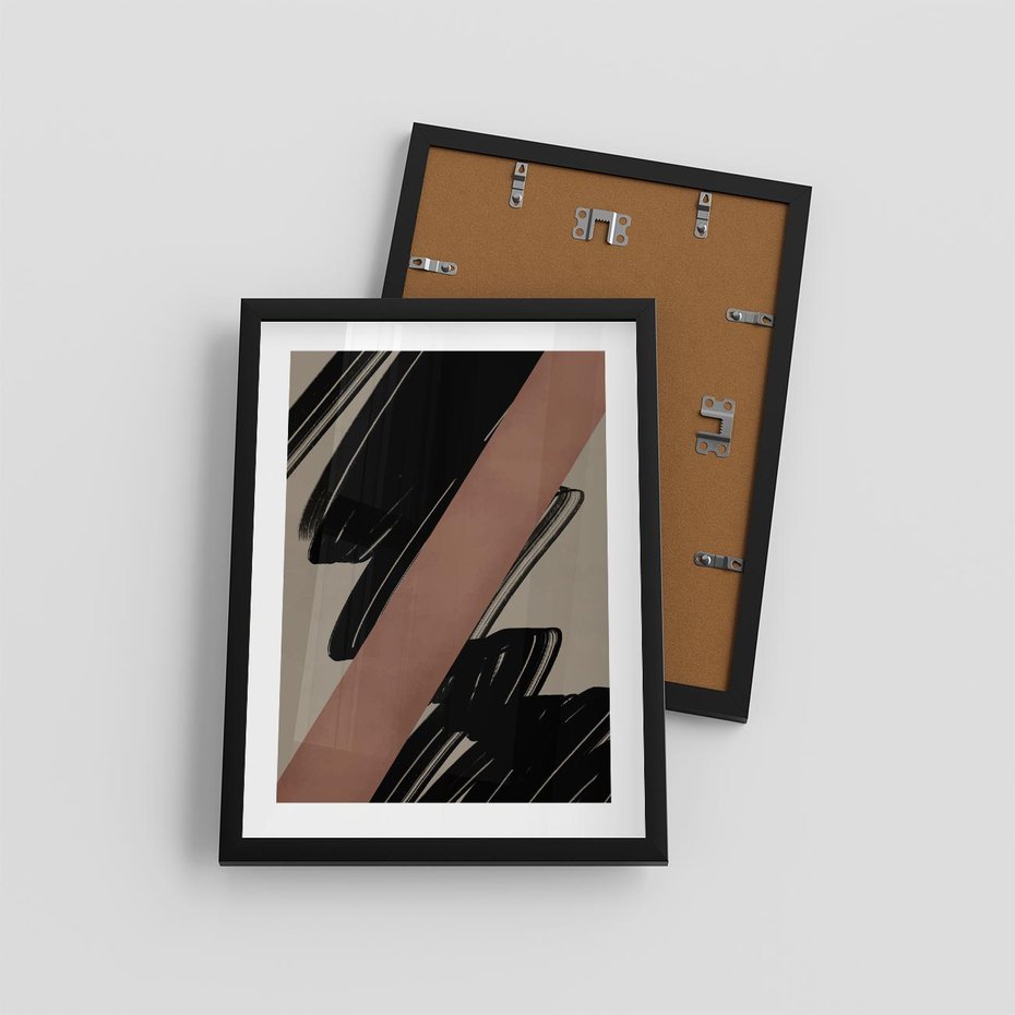 Plakat w ramie 30x40 - Mroczne Refrakcje - abstrakcja, czarne splatane linie - rama czarna