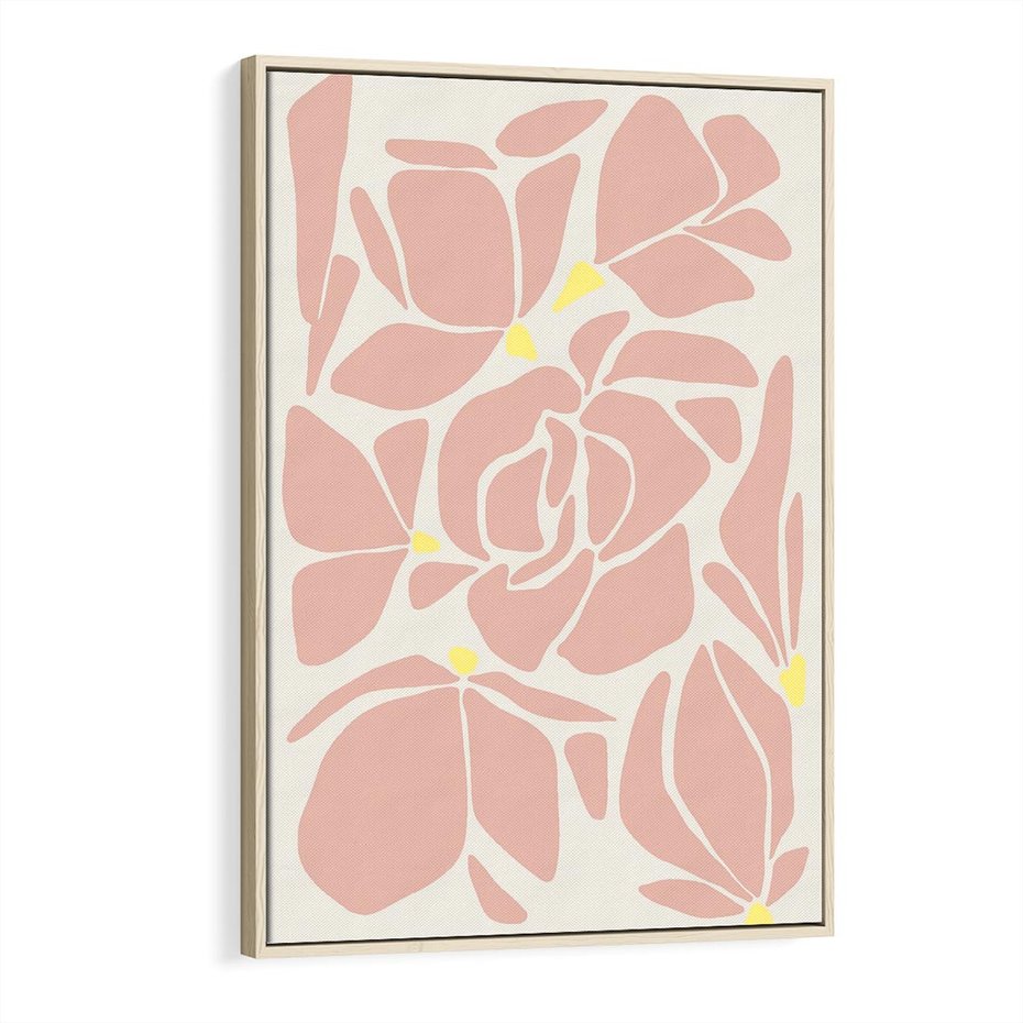 Obraz w ramie 80x120 - Rozplątane Akwarelowe Formy - abstrakcyjne boho kwiaty, kompozycja - rama drewno
