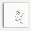 Obraz w ramie 80x80 - Linie Wewnętrznej Refleksji - line art, szkic - rama drewno