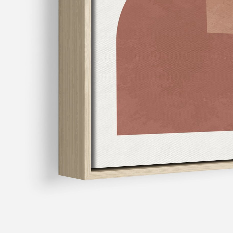 Obraz w ramie 80x120 - Harmonijne Widoki - abstrakcyjne geometryczne kształty, odcienie brązu i beżu - rama drewno