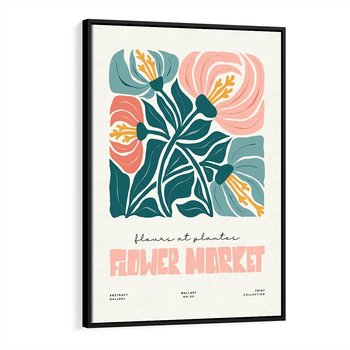 Obraz w ramie 50x70 - Taniec Kształtów - kwiaty, abstrakcyjna kompozycja - rama czarna