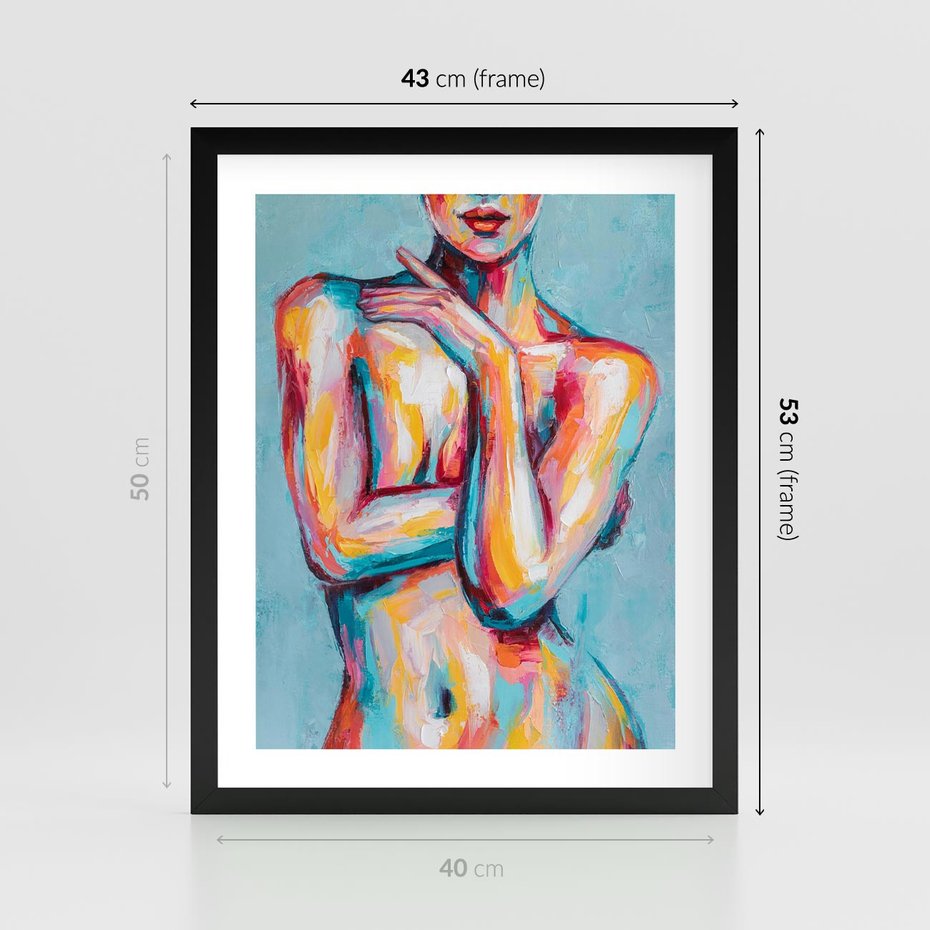 Plakat w ramie 40x50 - Nagie Natchnienie - obraz olejny, naga kobieta - rama czarna