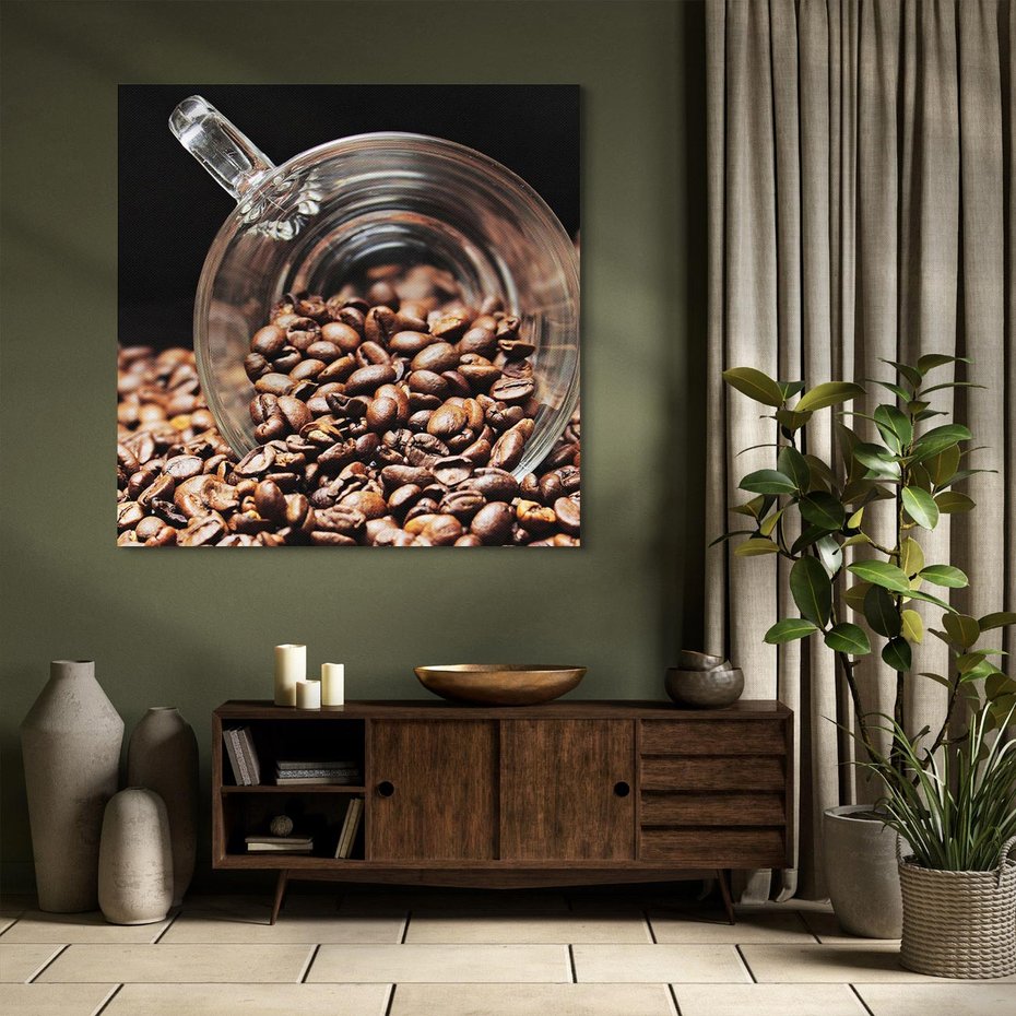 Obraz na płótnie 40x40 - Kawa ziarna pełne aromatu - kawa, ziarna