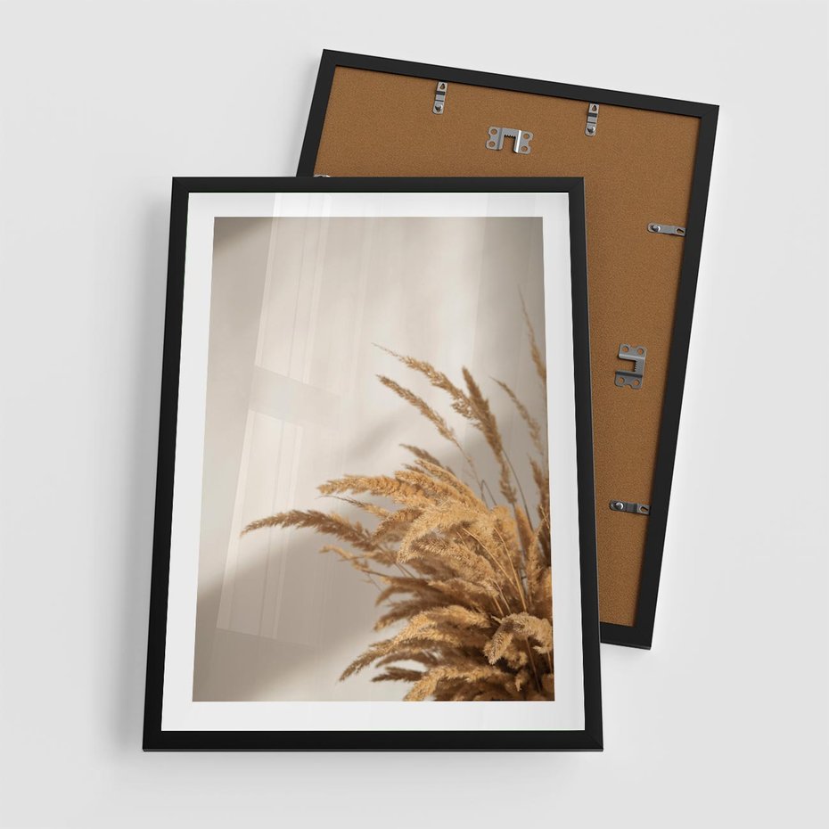 Plakat w ramie 50x70 - Swobodne trawy boho - boho, suche - rama czarna