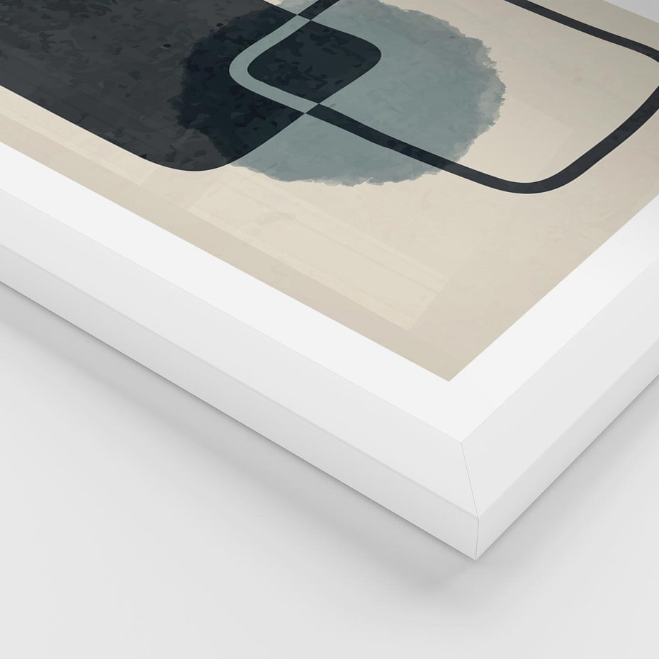 Plakat w ramie 40x50 - Migotliwe Refleksje - abstrakcyjne nieregularne kształty, minimalistyczny plakat - rama biała