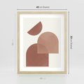 Plakat w ramie 40x50 - Harmonijne Widoki - abstrakcyjne geometryczne kształty, odcienie brązu i beżu - rama drewno
