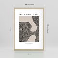 Plakat w ramie 50x70 - Wewnętrzne Zagadki Kształtów - sztuka minimalizmu, biało czarna rycina - rama drewno