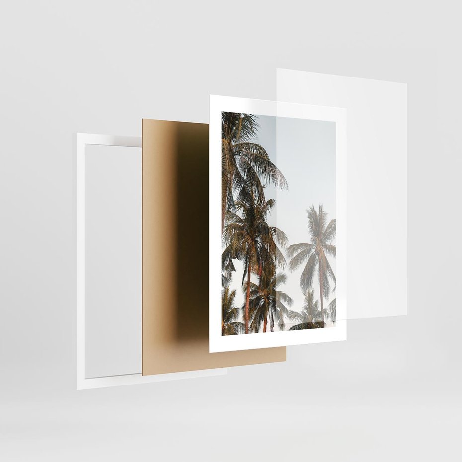 Plakat w ramie 30x40 - Palmy - tęsknota za Hawajami - palmy, Hawaje - rama biała