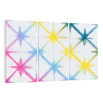 Obraz na płótnie 120x80 - Wibracje podświadomego hałasu - tęczowe kolorowe plamy, wybuchy