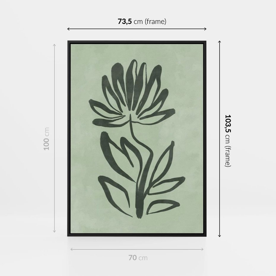 Obraz w ramie 70x100 - Zieleń Wyjątkowego Ukojenia - zielona abstrakcja, zgaszona zieleń - rama czarna