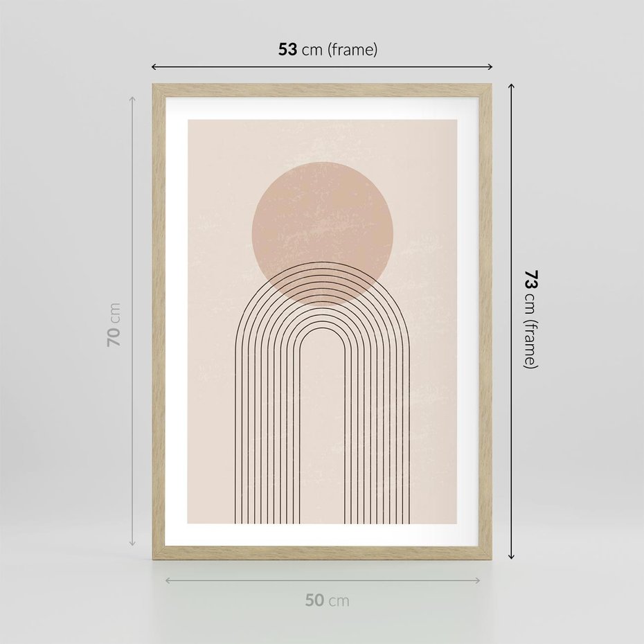 Plakat w ramie 50x70 - Konturem Zdefiniowane - boho plakat, minimalizm - rama drewno