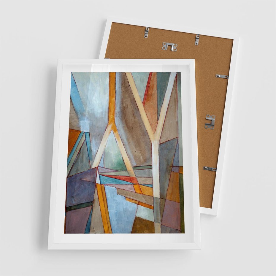 Plakat w ramie 50x70 - Geometria abstrakcji - abstrakcja, geometria - rama biała