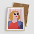 Plakat w ramie 50x70 - Kobieca Ekspresja - nowoczesny plakat, styl retro - rama drewno