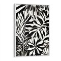 Obraz w ramie 70x100 - Czarne Liście - akwarelowy obraz, czarno biały - rama biała