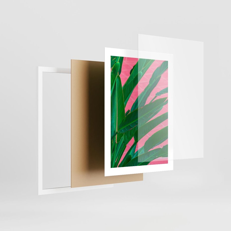 Plakat w ramie 30x40 - Odezwij się do przeszłości - liście, retro - rama biała