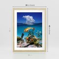 Plakat w ramie 30x40 - Podwodna rafa koralowa: kolorowy oceanowy świat - rafa, koralowa - rama drewno
