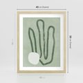 Plakat w ramie 40x50 - Spokojne Kształty Natury - zielona abstrakcja, zgaszona zieleń - rama drewno