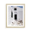 Plakat w ramie 40x50 - Santorini - Grecja błękitem malowana - Santorini, Grecja - rama drewno