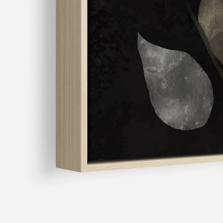 Obraz w ramie 80x120 - Mroczne Złudzenia - abstrakcyjne liście, mroczna atmosfera - rama drewno