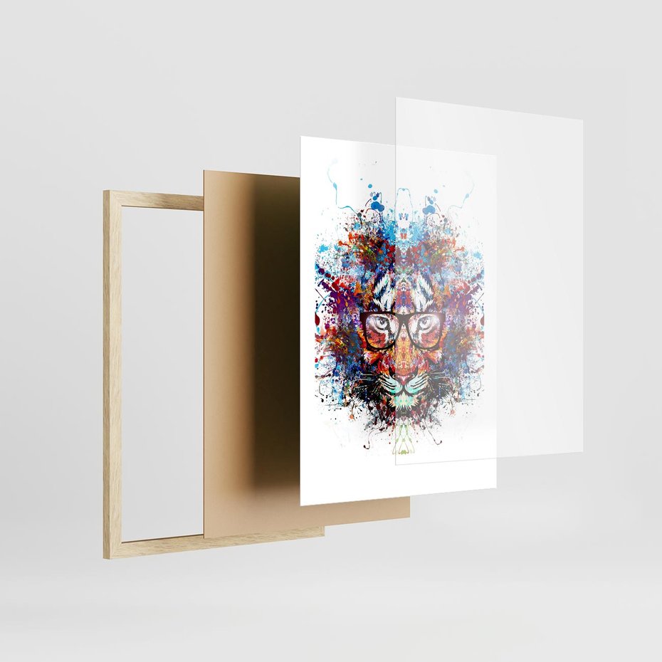 Plakat w ramie 50x70 - Tygrys w graficznej oprawie - tygrys, grafika - rama drewno