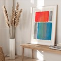 Plakat w ramie 50x70 - Kolorowe Spektrum - kolorowa geometria, prostokąty w intensywnych kształtach i czarne kreski - rama drewno