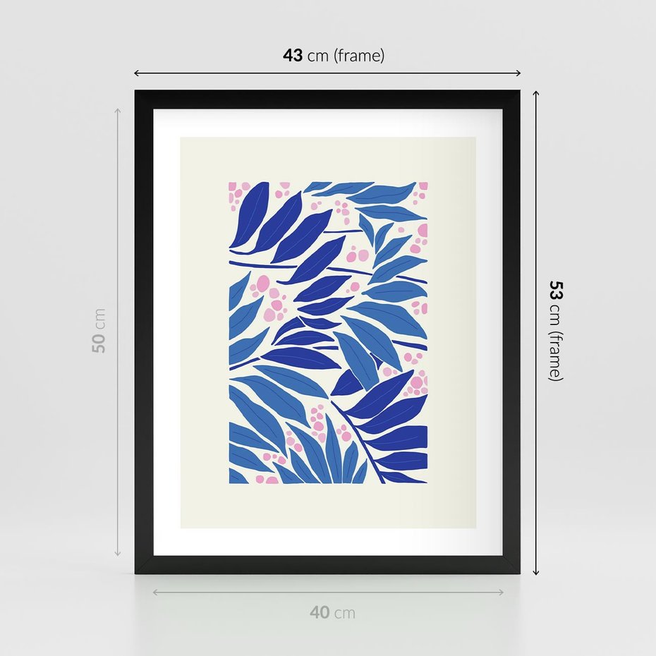 Plakat w ramie 40x50 - Kolorowy Wir - liściasta kompozycja, nowoczesny plakat - rama czarna