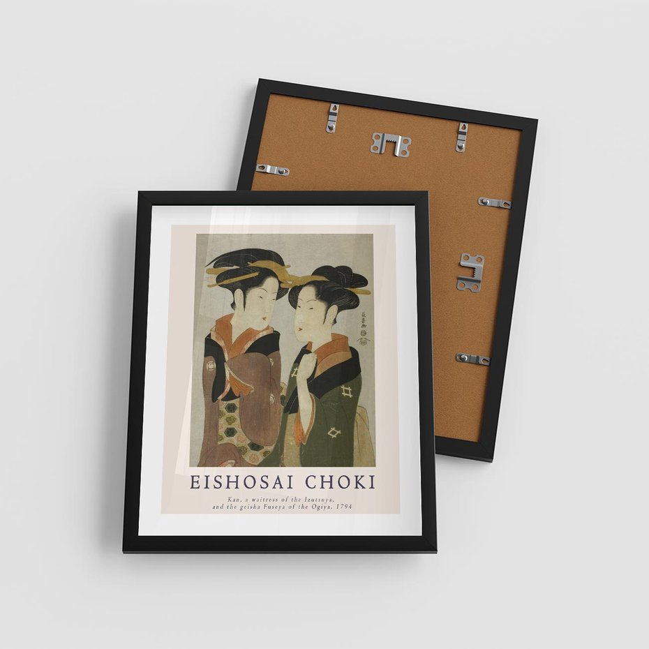 Plakat w ramie 40x50 - Reprodukcja Japońskiej Grafiki - eishosai choki, reprodukcja grafiki - rama czarna