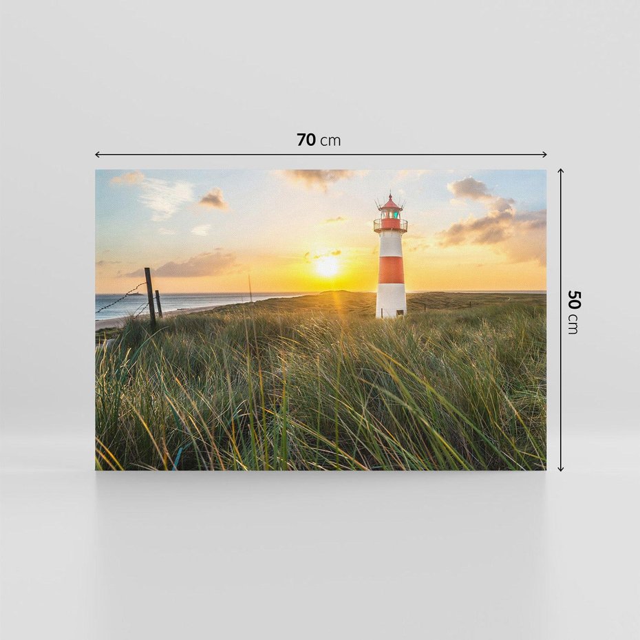 Obraz na płótnie 70x50 - Magia latarni przy zachodzie - latarnia, zachód